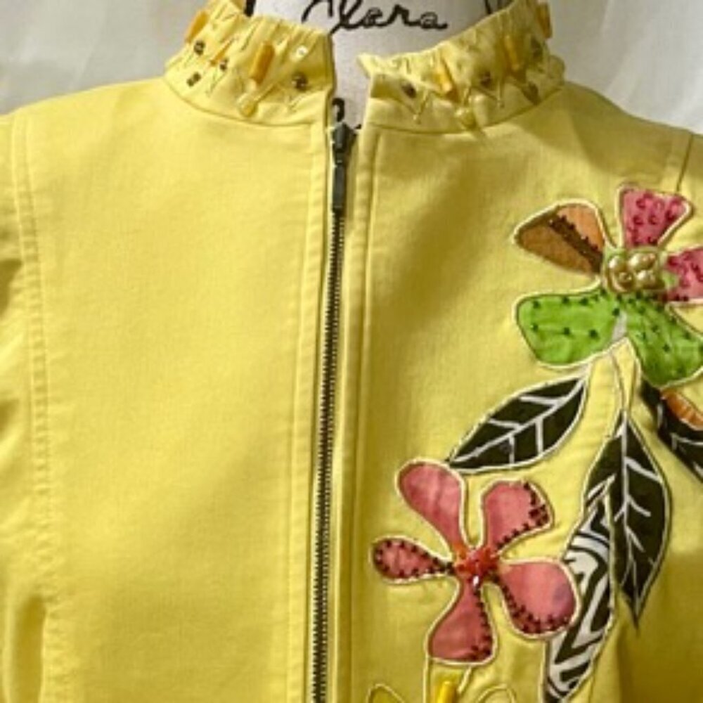 VINTAGE PATCHNGTON YELLOW EMBROIDERED ZIPPED BLAZER JACKET SIZE SMALL - Picture 10 of 11